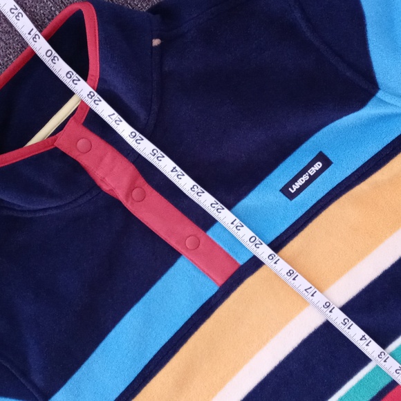 💙Land's End💙 - Multicolor Rugby Striped Quarter Button Pullover - Picture 9 of 10